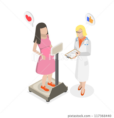3D Isometric Flat  Illustration of Pregnancy Appointment In Clinic, Pregnancy and Maternity Healthcare 117368440