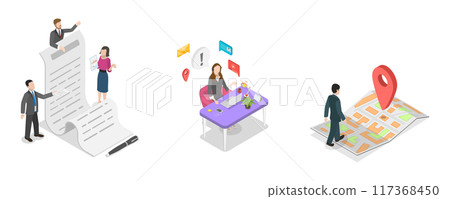 3D Isometric Flat  Illustration of Business Profile, Customer Service For Personal Assistant 117368450