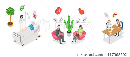 3D Isometric Flat  Illustration of Drug Or Alcohol Addiction, Life-threatening Condition 117368502