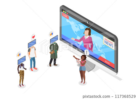 3D Isometric Flat  Illustration of Propagandist, Brainwashing and Hypnosis 117368529