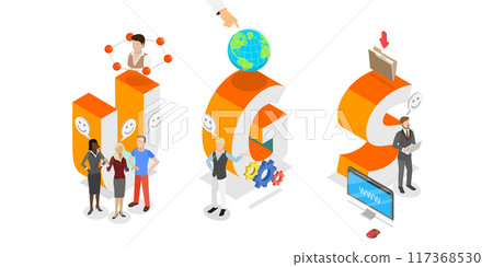 3D Isometric Flat  Illustration of UGC, User-generated Content 117368530