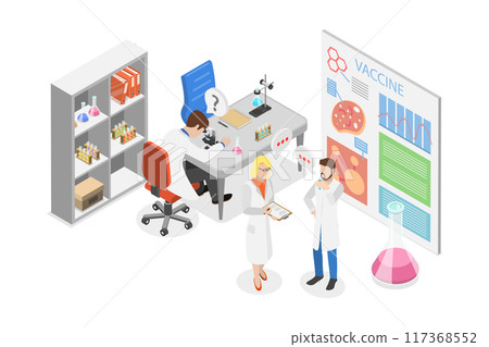 3D Isometric Flat  Illustration of Scientist, Science Research Laboratory 3D Isometric Flat  Illustration of Scientist, Science Research Laboratory 117368552