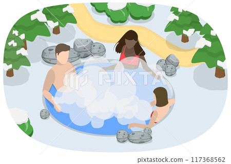 3D Isometric Flat Illustration of Thermal Spa, Relaxing and Recreation 3D Isometric Flat Illustration of Thermal Spa, Relaxing and Recreation 117368562
