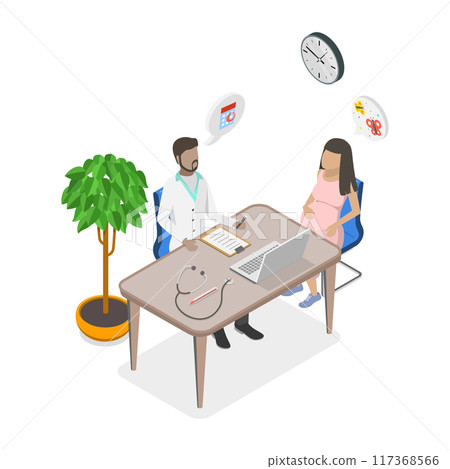 3D Isometric Flat Illustration of Prenatal Care, Reproductive Wellness 3D Isometric Flat Illustration of Prenatal Care, Reproductive Wellness 117368566