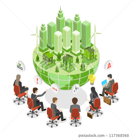 3D Isometric Flat Illustration of Business Meeting With ESG, Environment, Social and Governance 3D Isometric Flat Illustration of Business Meeting With ESG, Environment, Social and Governance 117368568