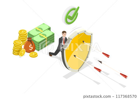 3D Isometric Flat  Illustration of Financial Security, Wealth Protection 117368570