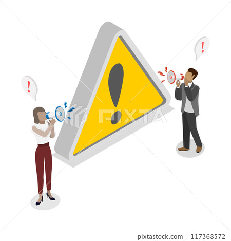 3D Isometric Flat Illustration of Warning Information, Important Announce Message 3D Isometric Flat Illustration of Warning Information, Important Announce Message 117368572