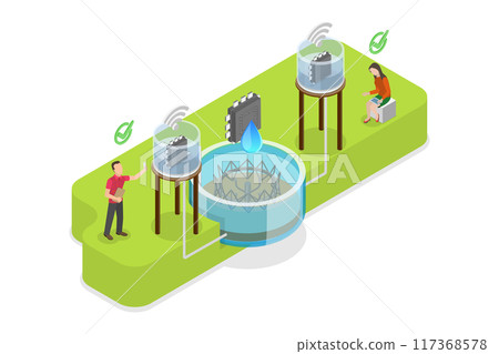 3D Isometric Flat Illustration of Water Conservation And Quality, Resources Management 3D Isometric Flat Illustration of Water Conservation And Quality, Resources Management 117368578