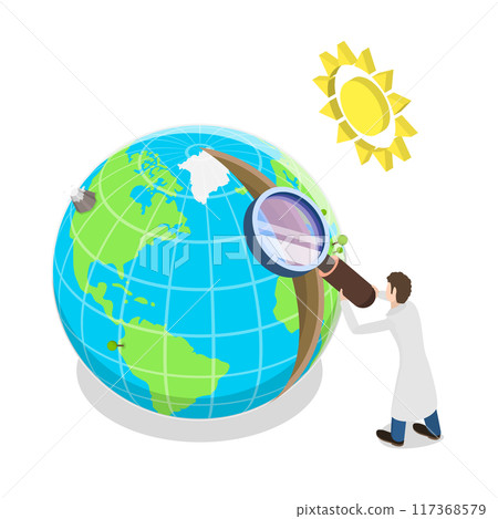 3D Isometric Flat  Illustration of Earth Layers, Planet Geology 117368579