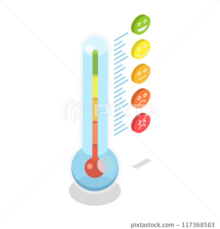 3D Isometric Flat  Illustration of Color Scale Of Mood, Emoticon Feedback 117368583