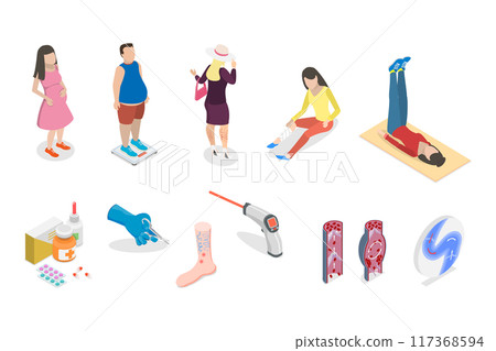 3D Isometric Flat  Illustration of Varicose, Vascular Artery Disease 117368594