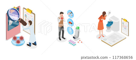 3D Isometric Flat Illustration of Asthma, Lungs Healthcare 3D Isometric Flat Illustration of Asthma, Lungs Healthcare 117368656