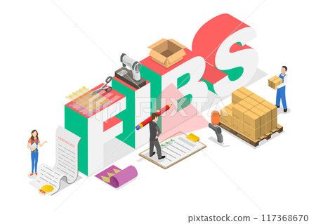 3D Isometric Flat Illustration of FIBS, Textile Industry Manufacturing Process 3D Isometric Flat Illustration of FIBS, Textile Industry Manufacturing Process 117368670