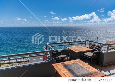 View of the Atlantic Ocean from the town of Jardim do Mar on the island of Madeira 117368742