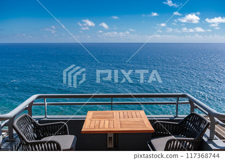 View of the Atlantic Ocean from the town of Jardim do Mar on the island of Madeira 117368744