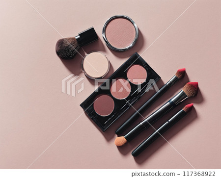 A makeup kit with a brush, a brush, and a brush A makeup kit with a brush, a brush, and a brush 117368922