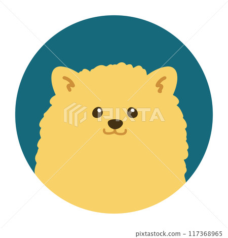 簡單可愛的博美犬圓形圖示插畫 117368965