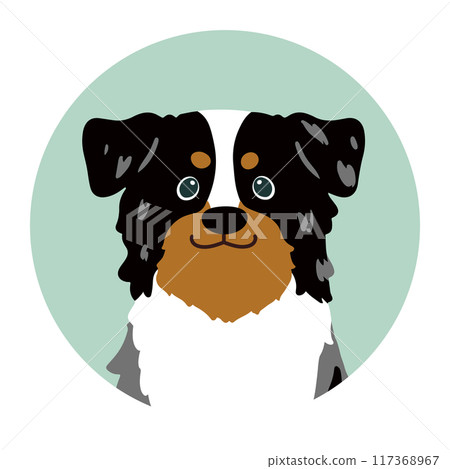 Simple and cute Australian Shepherd round icon illustration Simple and cute Australian Shepherd round icon illustration 117368967