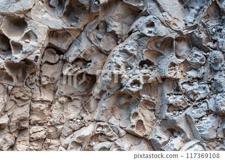 Geological structures on the coast in the village of Ribeira da Janela on the island of Madeira Geological structures on the coast in the village of Ribeira da Janela on the island of Madeira 117369108