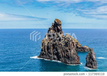 Rock formations near the coast of the village of Ribeira da Janela on the island of Madeira 117369110