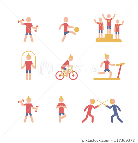 Olympic sports icons , vector colorful pictograms on white background. Sport people set. 117369378