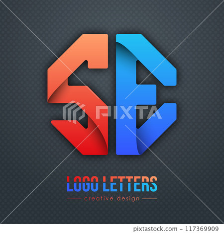 Creative design of the letters S and E. A template for a corporate brand, logo, and business card. A recognizable element of the brand name. The idea of thematic creativity Creative design of the letters S and E. A template for a corporate brand, logo, and business card. A recognizable element of the brand name. The idea of thematic creativity 117369909