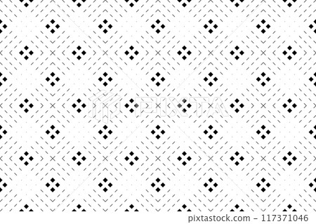 Seamless Geometric Checked Pattern. White Textured Background. Seamless Geometric Checked Pattern. White Textured Background. 117371046