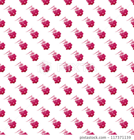 Selouettes of sprigs of berries in an abstract style. Isolated simple design. Berry seamless pattern in red watercolor. Ideal for summer textiles and kitchen decor Selouettes of sprigs of berries in an abstract style. Isolated simple design. Berry seamless pattern in red watercolor. Ideal for summer textiles and kitchen decor 117371139