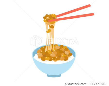 白米飯上的納豆插畫(附筷子的版本) 白米飯上的納豆插畫(附筷子的版本) 117371360