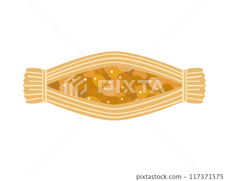 Illustration of natto wrapped in straw Illustration of natto wrapped in straw 117371575