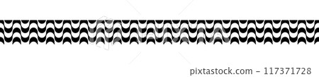 Border with Copacabana sidewalk pattern. Print of famous beach promenade in Rio de Janeiro. Brasilian symbol. Repeating black and white wave texture in Portuguese pavement style. Vector illustration Border with Copacabana sidewalk pattern. Print of famous beach promenade in Rio de Janeiro. Brasilian symbol. Repeating black and white wave texture in Portuguese pavement style. Vector illustration 117371728