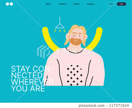 Creative Workspace: Video Conference, modern flat vector concept illustration of person engaging in virtual business meeting Connectivity, collaboration, digital interaction, remote work, productivity 117371924