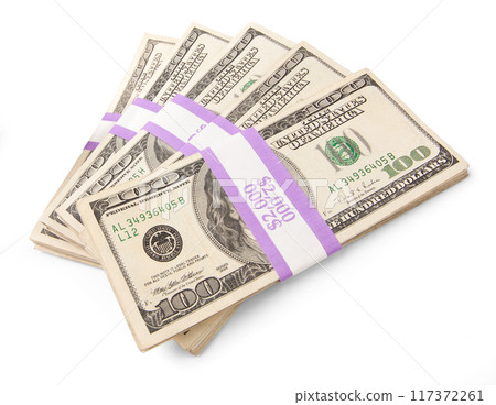 Ten Thousand Dollars in Stacks of One Hundred Dollar Bills Isolated on White. Ten Thousand Dollars in Stacks of One Hundred Dollar Bills Isolated on White. 117372261