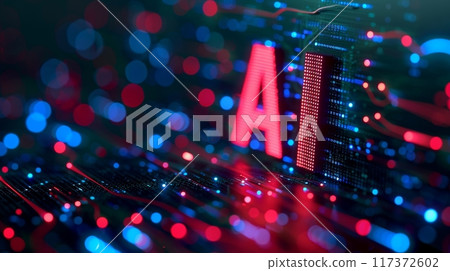 Ai concepts in abstract bokeh background, symbolizing new artificial intelligence ideas 117372602