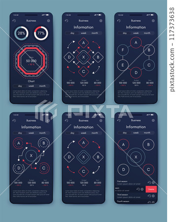 Vector graphics infographics with mobile phone. Template for creating mobile applications, workflow layout, diagram, banner, web design, business reports 117373638