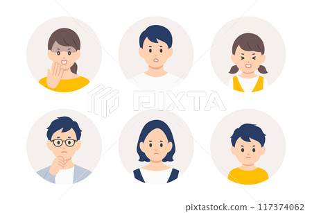 Negative child-rearing household/family face icon set [People vector illustration material] 117374062