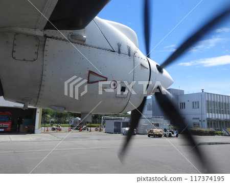 A view of the propellers of a small passenger aircraft A view of the propellers of a small passenger aircraft 117374195