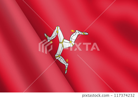 Isle of Man waving flag 3d illustration 117374232