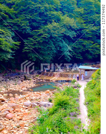 Shiriyaki Onsen in summer (vertical) 1 Shiriyaki Onsen in summer (vertical) 1 117374492