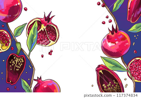 Pomegranate and snack paprika frame material 117374834