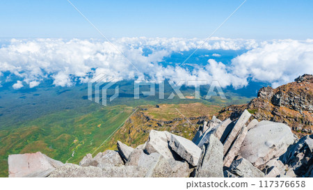 Climbing Mt. Chokai in autumn: View from the summit (Shinzan) Climbing Mt. Chokai in autumn: View from the summit (Shinzan) 117376658