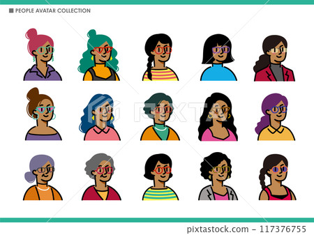A set of simple women icons. Glasses. A set of simple women icons. Glasses. 117376755