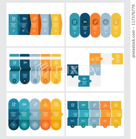 set of infographics timeline business workflow report background with business icon 5 steps 117376778