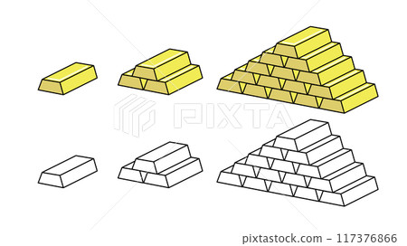 Stacked gold bars Variable line width Stacked gold bars Variable line width 117376866