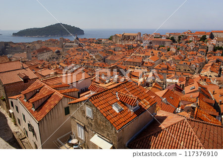View of Dubrovnik Old Town from City Walls. 117376910