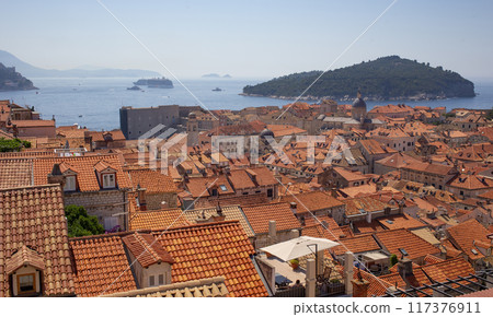 View of Dubrovnik Old Town from City Walls. 117376911