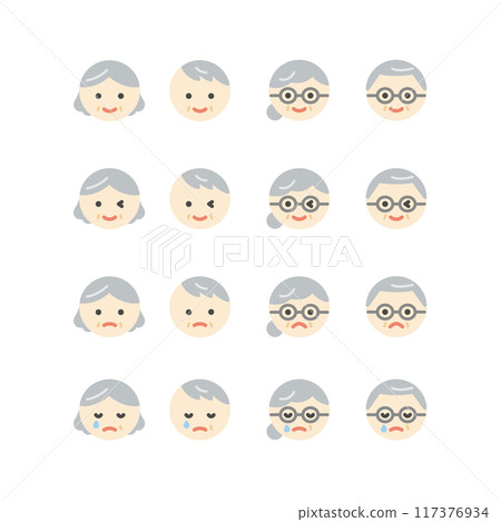 Simple elderly face icon 117376934