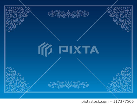 Classic, elegant and gorgeous decorative frame, gradient blue 117377506