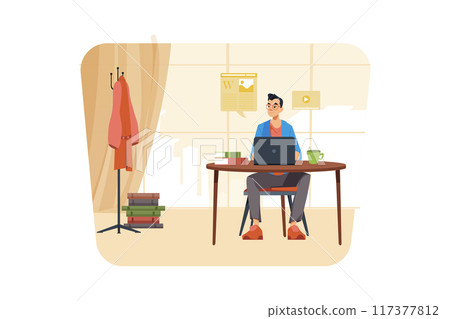 Content author writing a creative article Content author writing a creative article 117377812