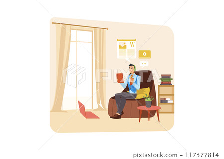 Content freelancer is writing content for an advertisement 117377814